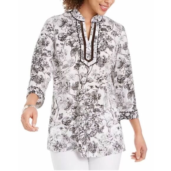 Charter Club Split-Neck Tunic women’s size medium - Picture 1 of 4
